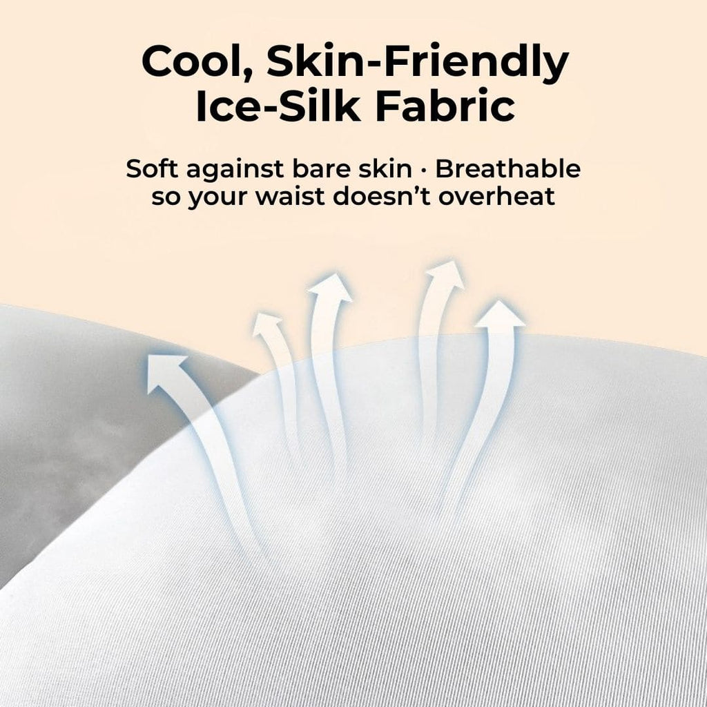 Close up of breathable cooling fabric on lumbar pillow showing heat dissipation and airflow channels.